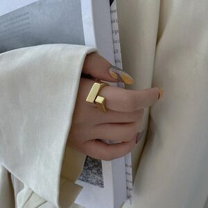 Gold Geometric Adjustable Ring